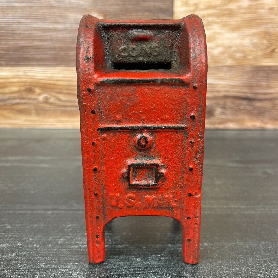 Mailbox Bank Cast Iron Coin Bank With Painted Antique Finish (5" x 2.5") - Jones Peak