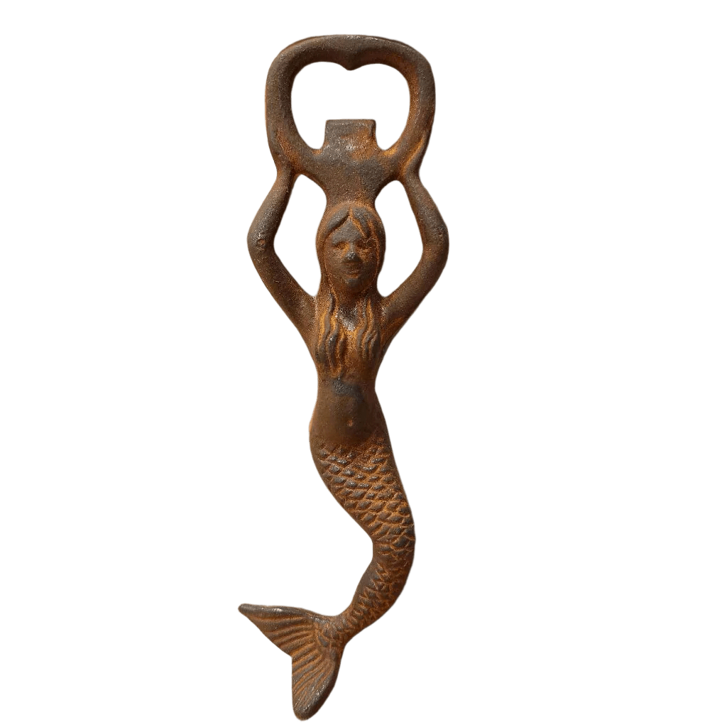 Mermaid Cast Iron Bottle Opener With Antique Finish (7" Long) - Jones Peak