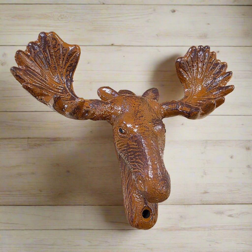 Moose Cast Iron Wall Mounted Bottle Opener With Painted Antique Finish (5" x 2.75") - Jones Peak