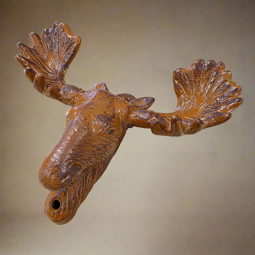 Moose Cast Iron Wall Mounted Bottle Opener With Painted Antique Finish (5" x 2.75") - Jones Peak