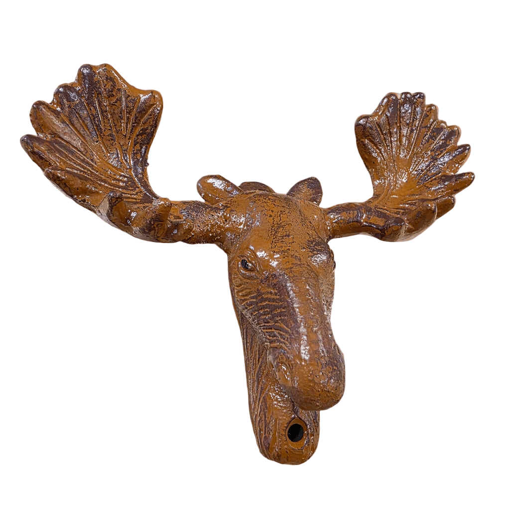 Moose Cast Iron Wall Mounted Bottle Opener With Painted Antique Finish (5" x 2.75") - Jones Peak