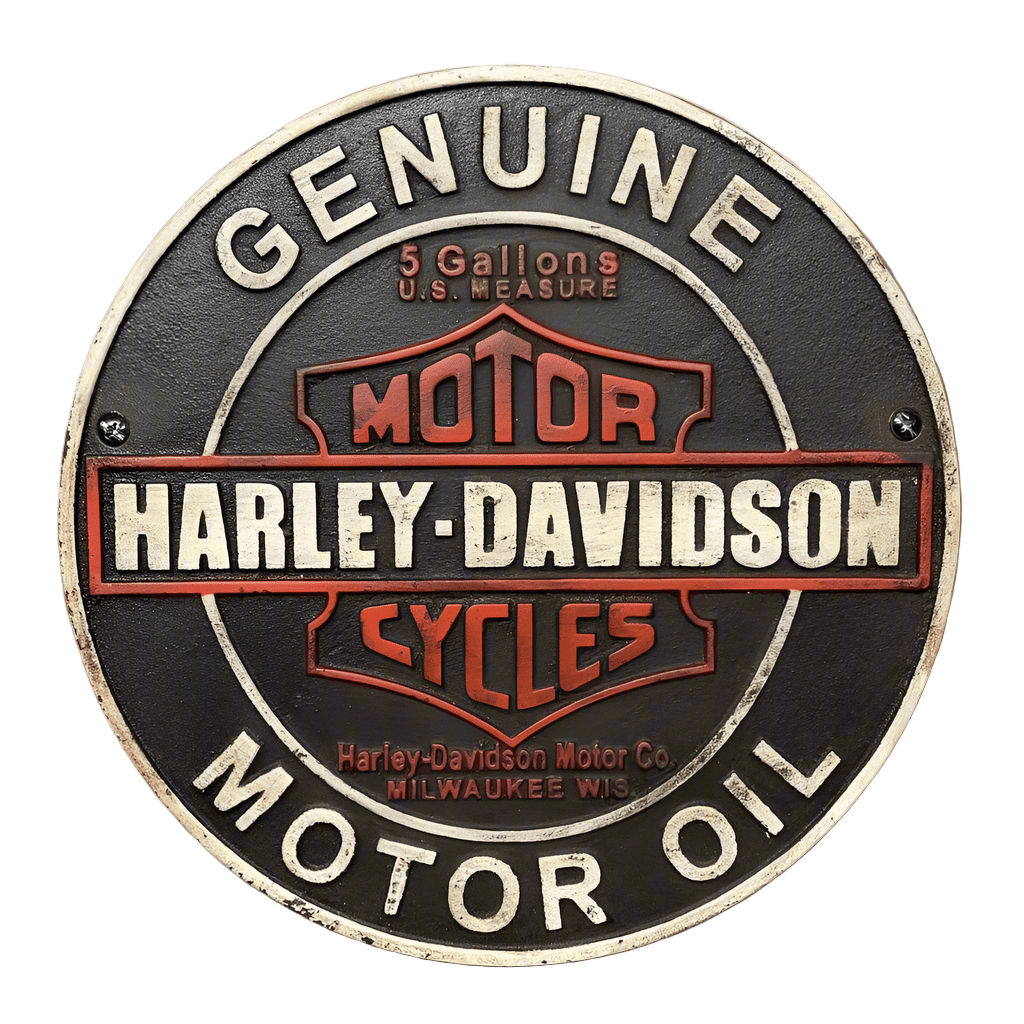 Motorcycle Genuine Motor Oil Cast Iron Plaque With Raised Lettering (9.5" Round) - Jones Peak