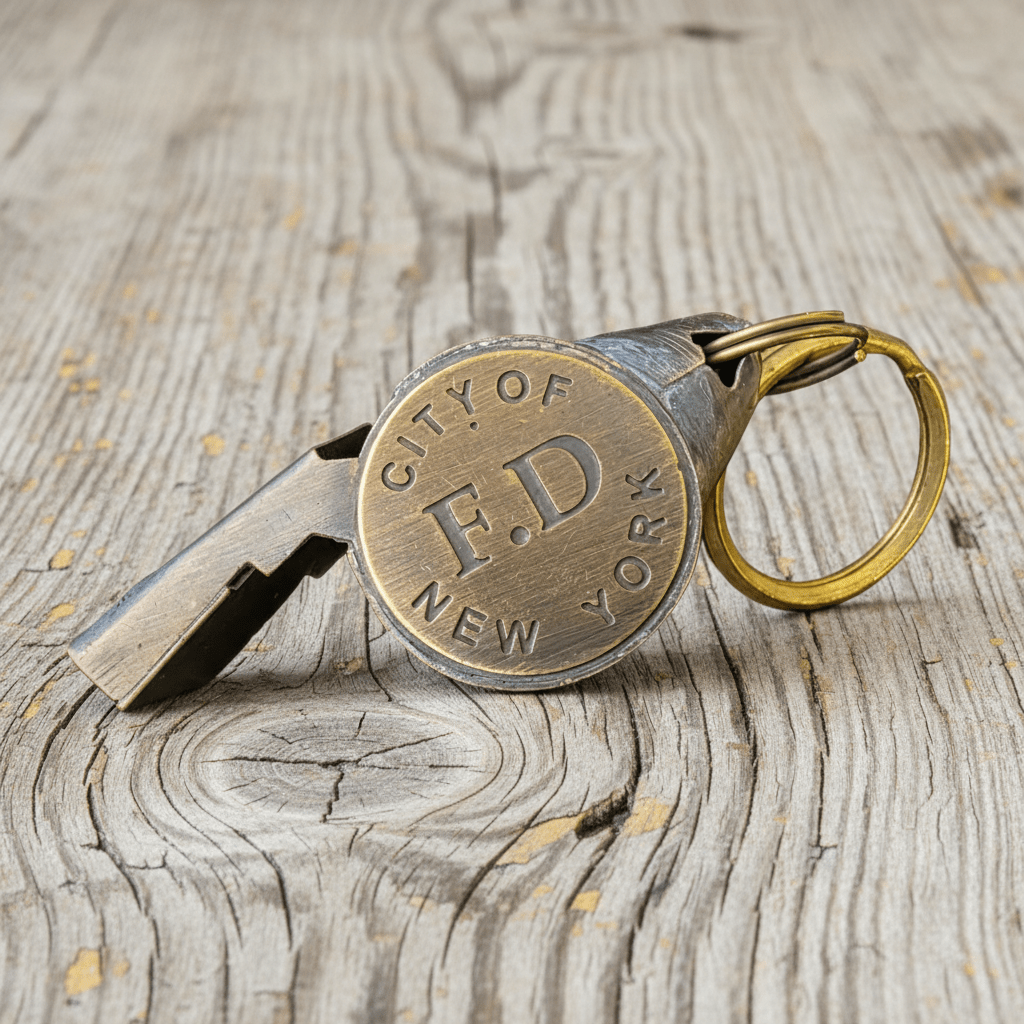 New York 1920's Fire Department Solid Brass Star Whistle (2" x 0.75") - Jones Peak