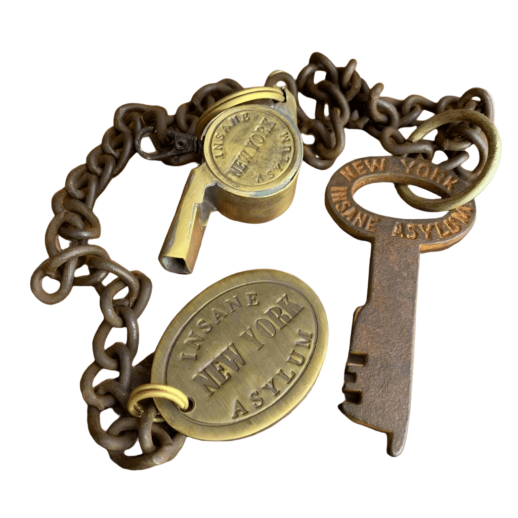 New York Insane Asylum Cast Iron Guard Key And Whistle (20" Long) - Jones Peak