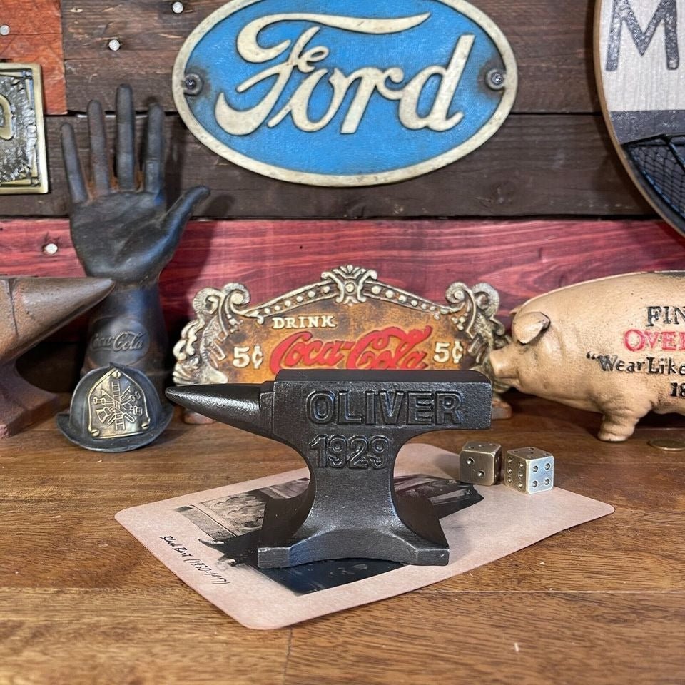 Oliver Tractors 1929 Cast Iron Anvil Paperweight With Antique Finish (5.5" x 2.5") - Jones Peak
