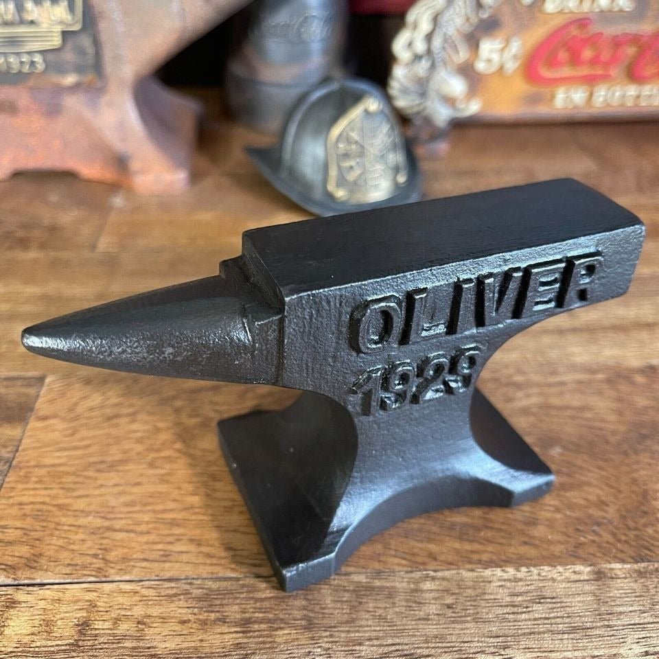Oliver Tractors 1929 Cast Iron Anvil Paperweight With Antique Finish (5.5" x 2.5") - Jones Peak