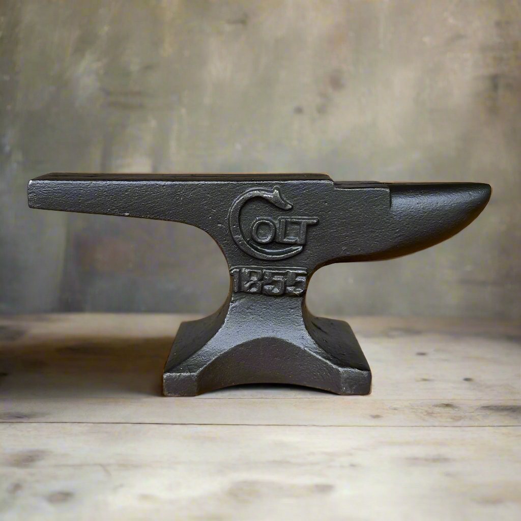 Colt 1855 Cast Iron Anvil Paperweight With Raised Letter & Antique Finish (5.75" x 2.5") - Jones Peak