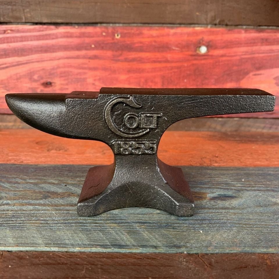 Colt 1855 Cast Iron Anvil Paperweight With Raised Letter & Antique Finish (5.75" x 2.5") - Jones Peak