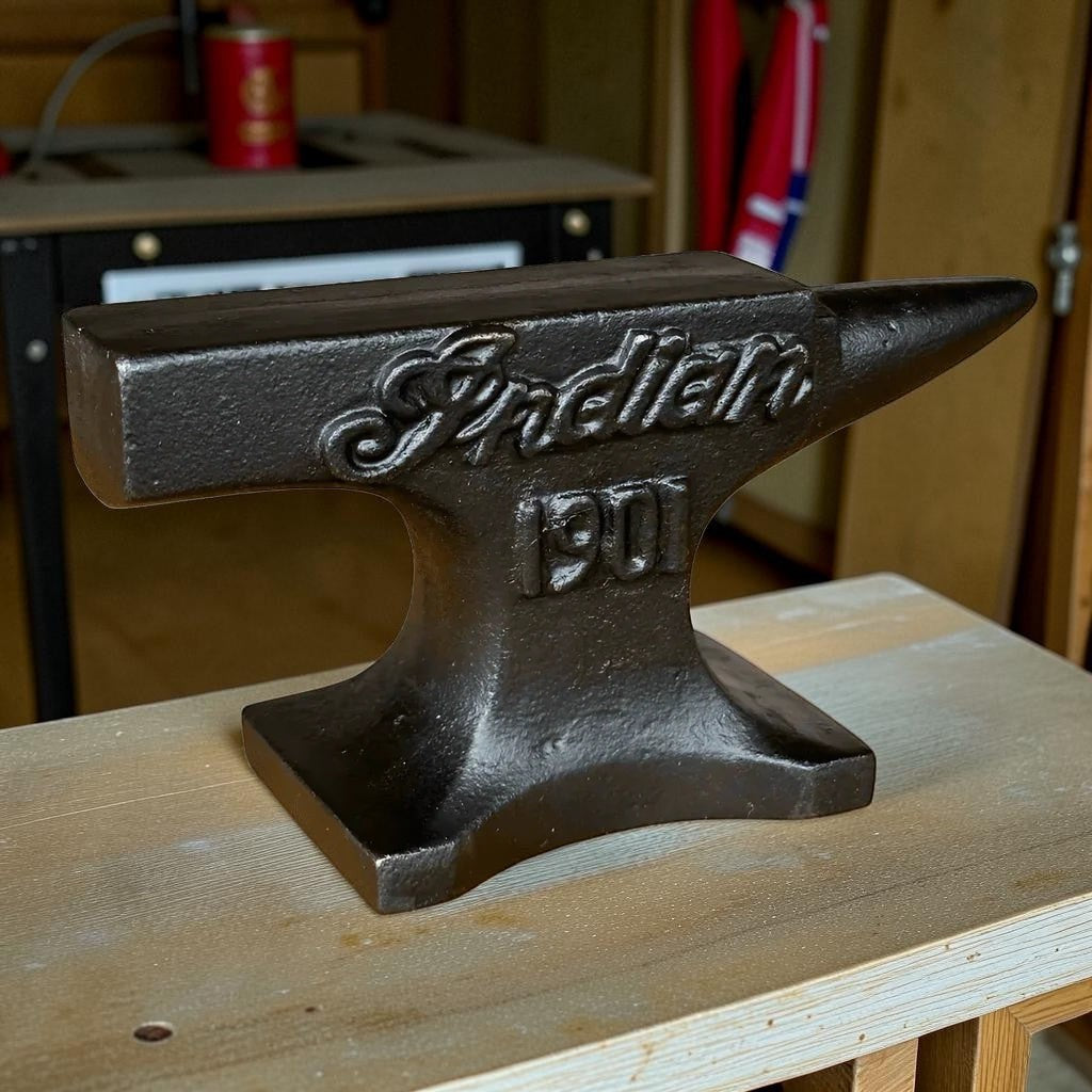Indian Motorcycles 1901 Cast Iron Anvil Paperweight With Raised Lettering & Antique Finish (4.5" x 3") - Jones Peak