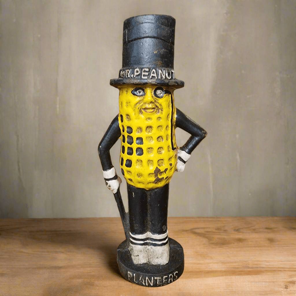 Planters Mr. Peanut Cast Iron Bank With Painted Antique Finish (8" Tall) - Jones Peak