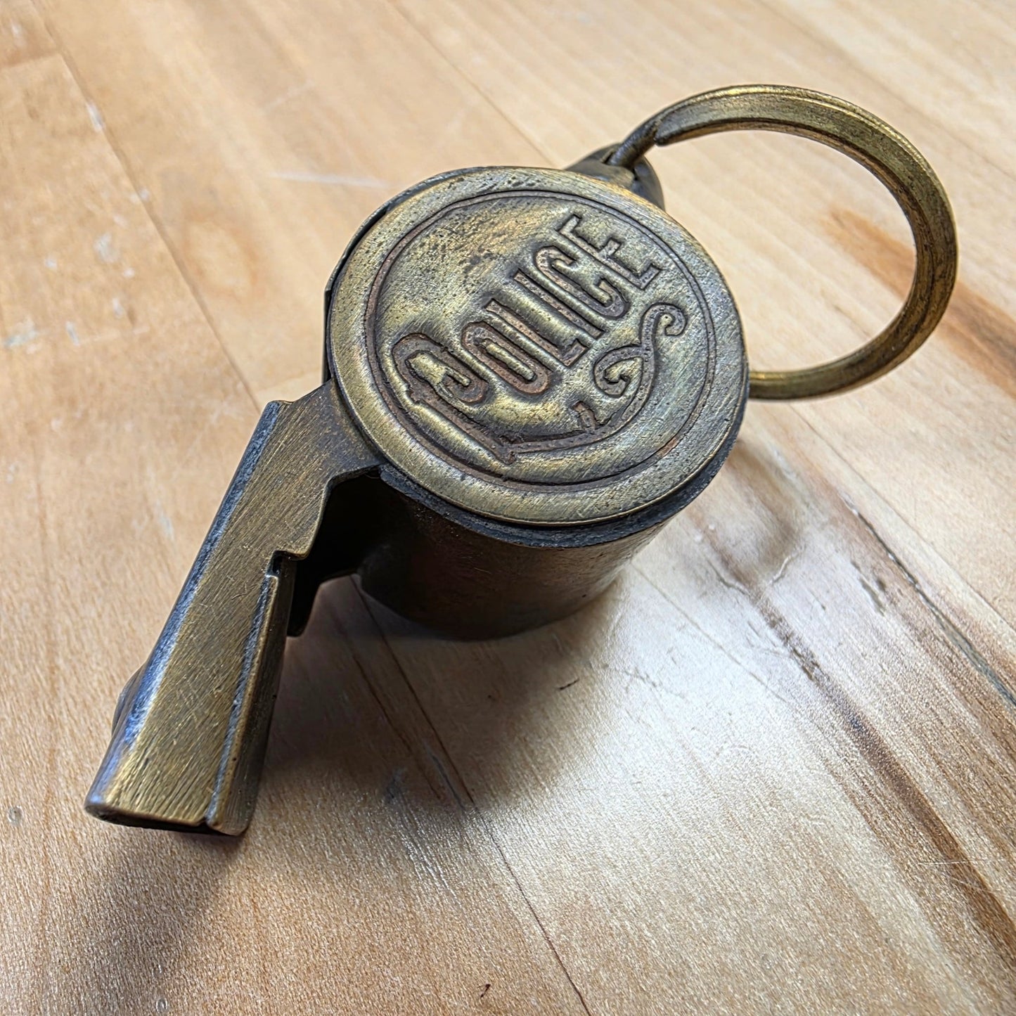 Police Department Solid Brass Whistle With Raised Star & Antique Finish (2" x 0.75") - Jones Peak