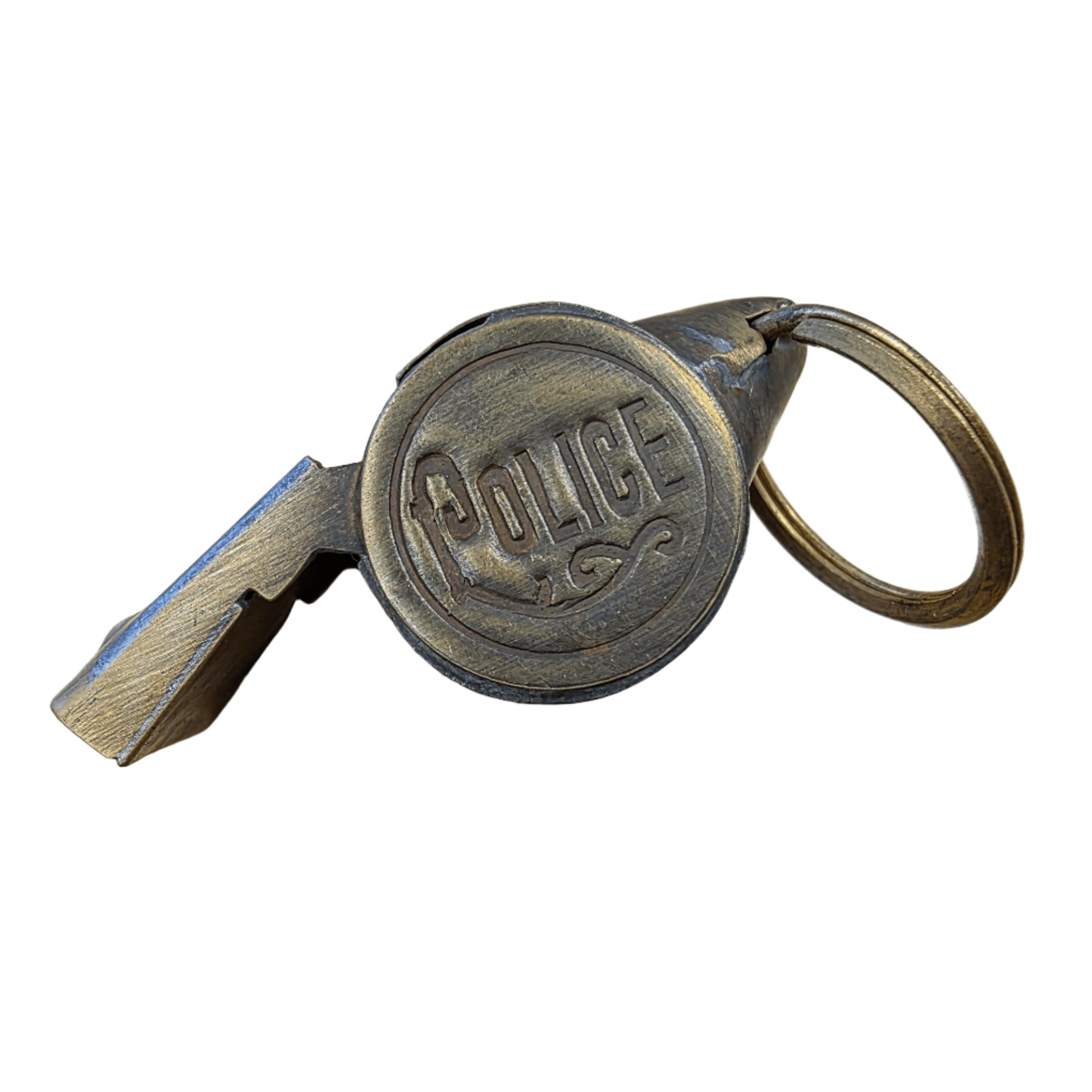Police Department Solid Brass Whistle With Raised Star & Antique Finish (2" x 0.75") - Jones Peak