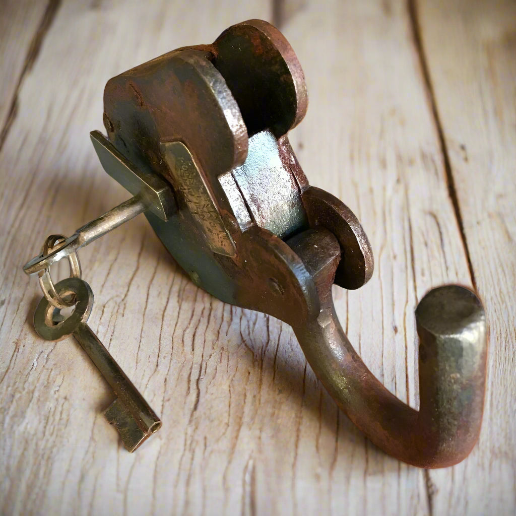 Pony Express Cast Iron Lock With Brass Tag & Antique Finish (3" x 5") - Jones Peak