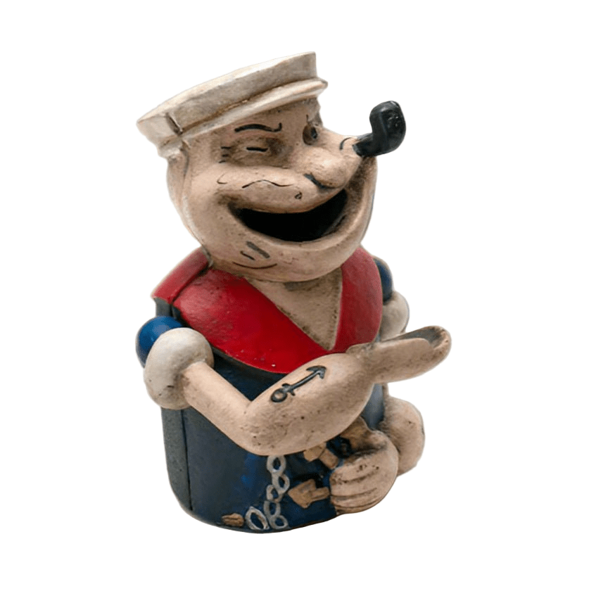 Popeye Cast Iron Mechanical Coin Bank With Painted Antique Finish (6" x 5") - Jones Peak