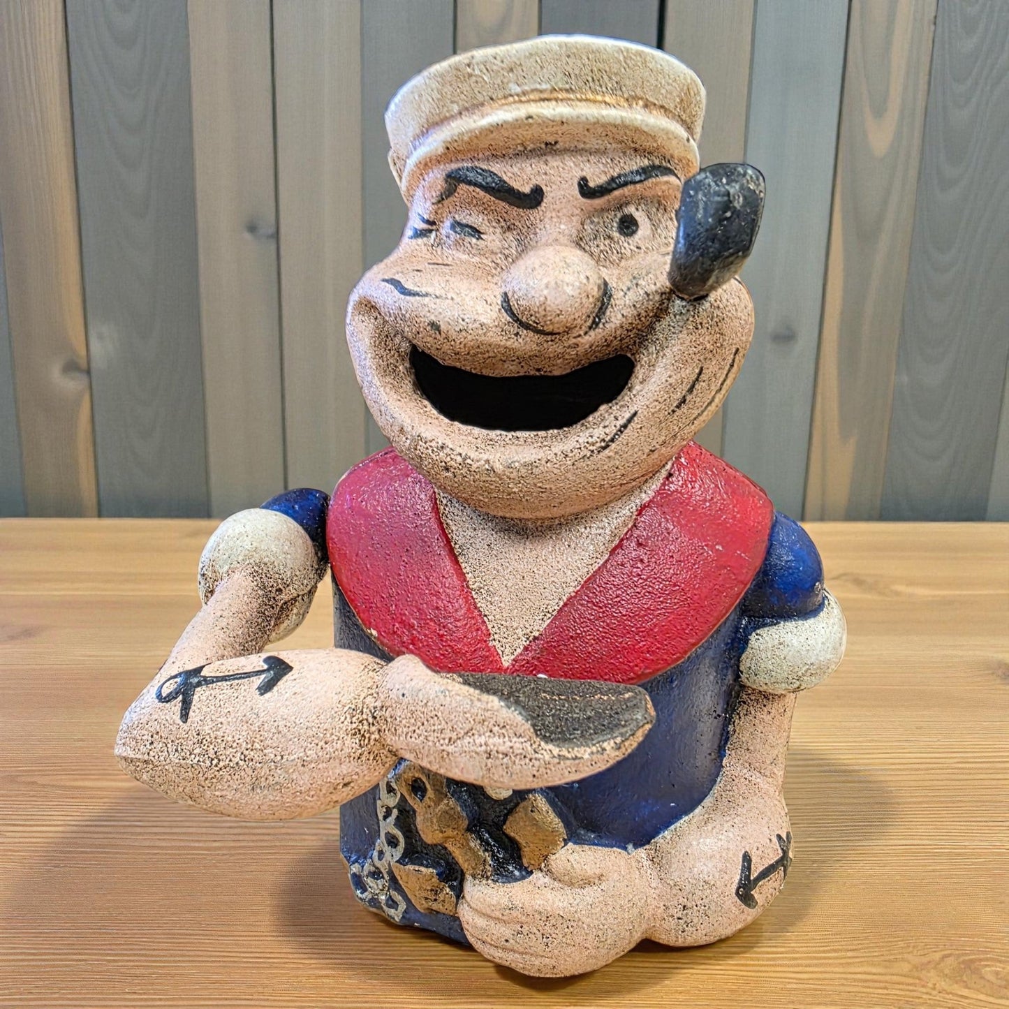 Popeye Cast Iron Mechanical Coin Bank With Painted Antique Finish (6" x 5") - Jones Peak