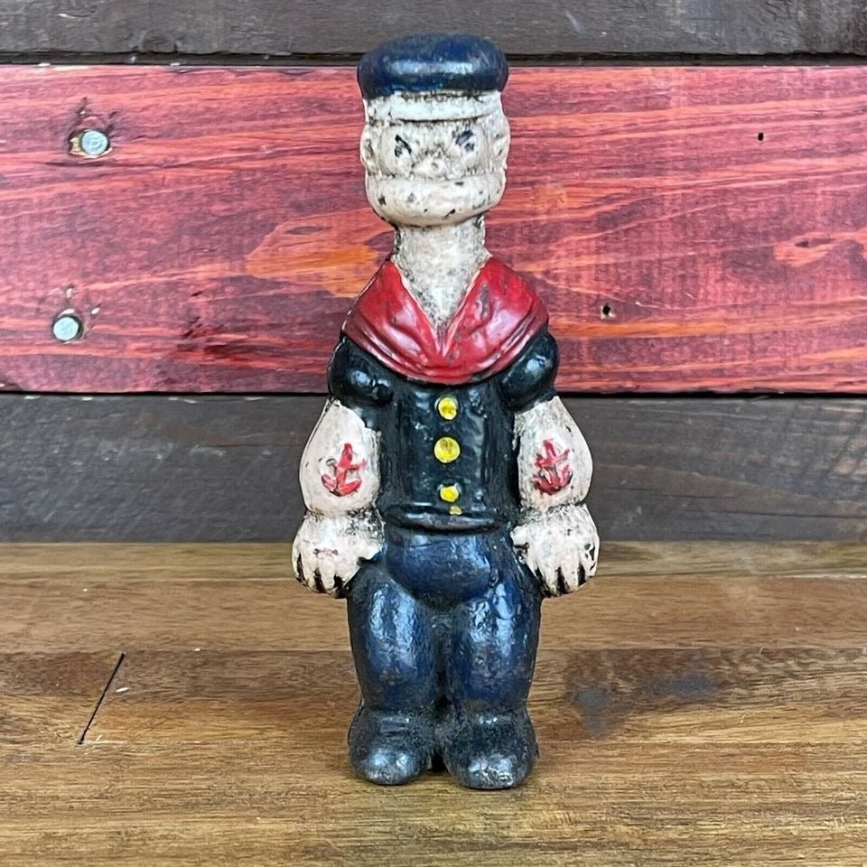 Popeye Sailor Man Cast Iron Coin Bank With Painted Antique Finish (5" Tall) - Jones Peak