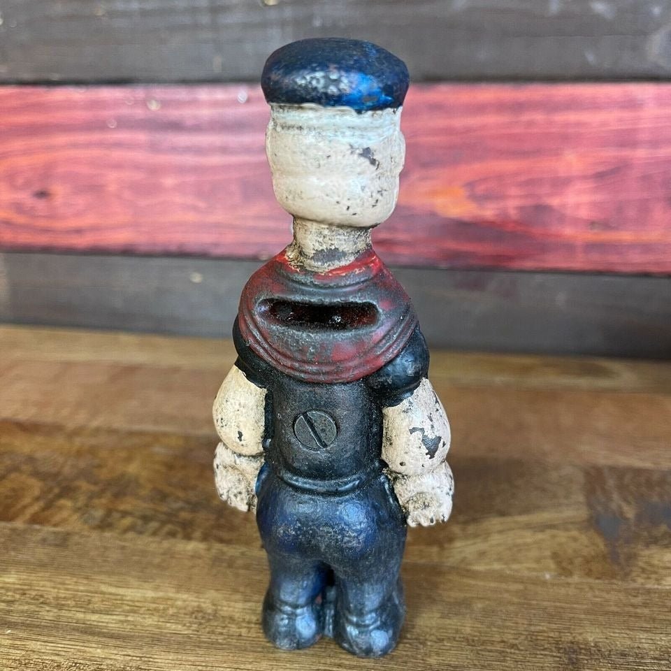 Popeye Sailor Man Cast Iron Coin Bank With Painted Antique Finish (5" Tall) - Jones Peak