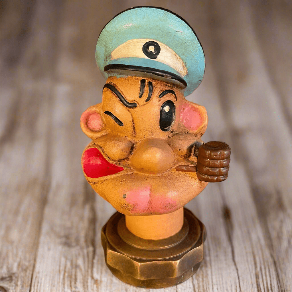 Popeye Sailor Man Cast Iron Radiator Cap With Painted Vintage Antiqued Finish (5.75" Tall) - Jones Peak