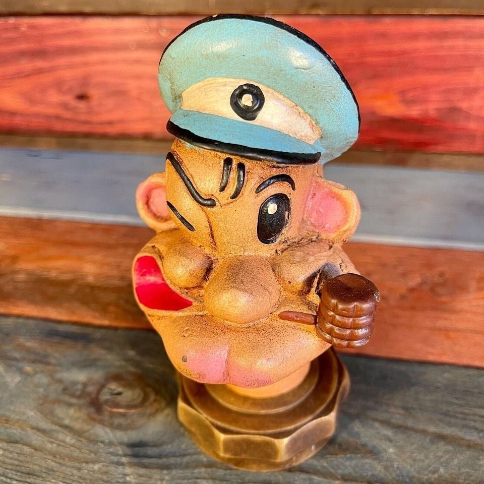 Popeye Sailor Man Cast Iron Radiator Cap With Painted Vintage Antiqued Finish (5.75" Tall) - Jones Peak