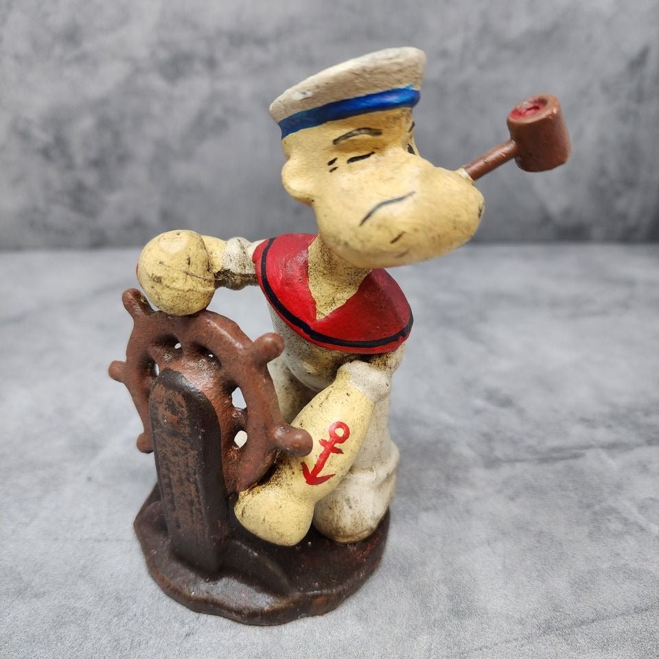 Popeye Sailor Man Figurine Cast Iron With Painted Antique Finish (4.75" x 4" x 2") - Jones Peak