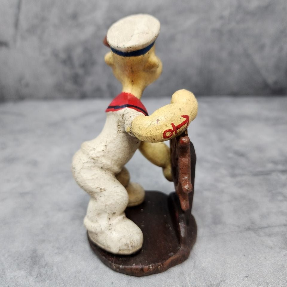 Popeye Sailor Man Figurine Cast Iron With Painted Antique Finish (4.75" x 4" x 2") - Jones Peak