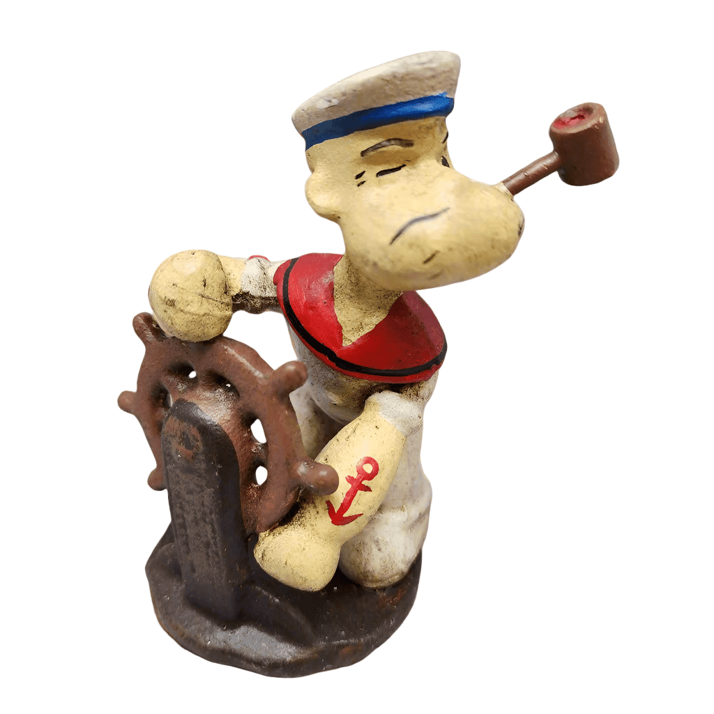 Popeye Sailor Man Figurine Cast Iron With Painted Antique Finish (4.75" x 4" x 2") - Jones Peak
