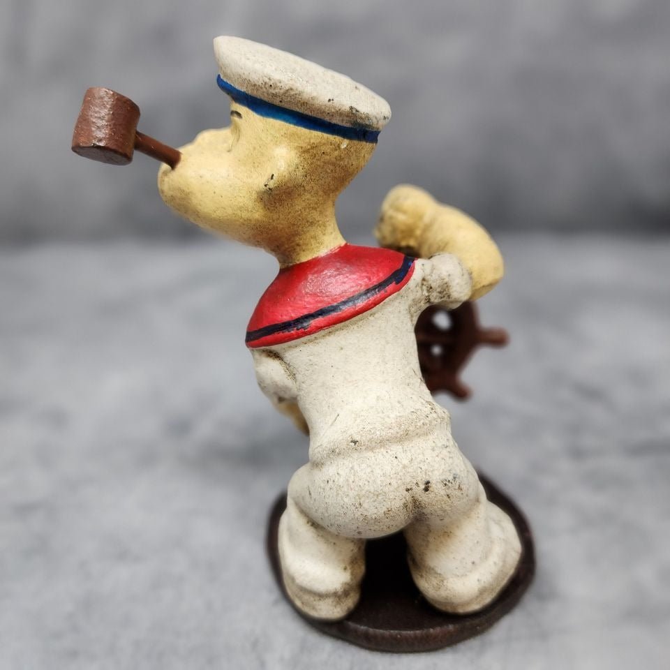 Popeye Sailor Man Figurine Cast Iron With Painted Antique Finish (4.75" x 4" x 2") - Jones Peak