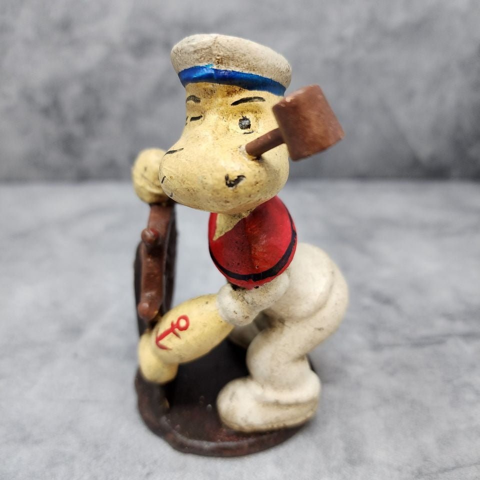 Popeye Sailor Man Figurine Cast Iron With Painted Antique Finish (4.75" x 4" x 2") - Jones Peak