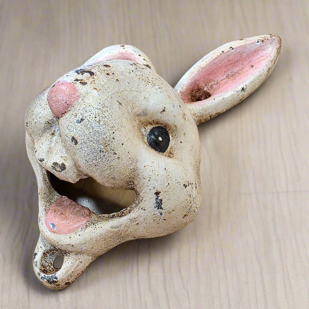 Rabbit Cast Iron Wall Mounted Bottle Opener With Painted Antique Finish (5.5" x 3") - Jones Peak