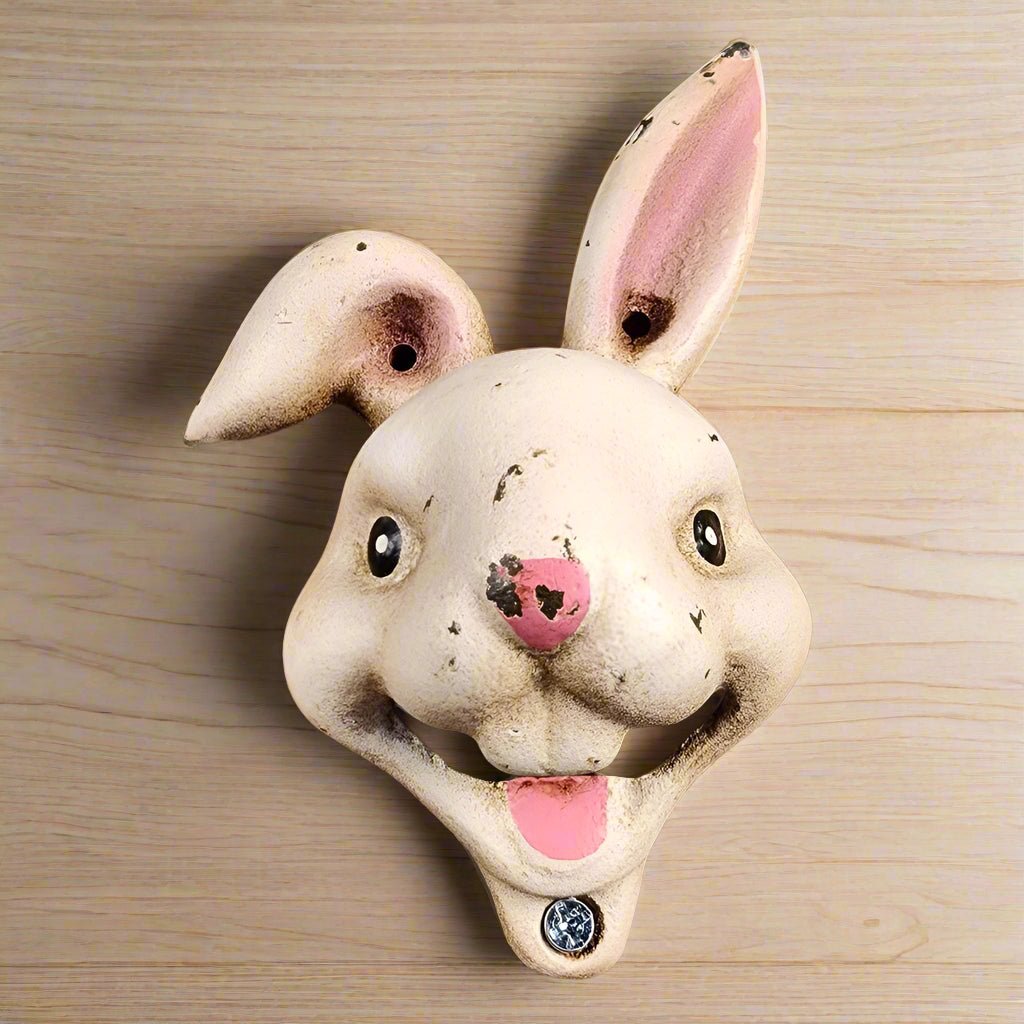 Rabbit Cast Iron Wall Mounted Bottle Opener With Painted Antique Finish (5.5" x 3") - Jones Peak