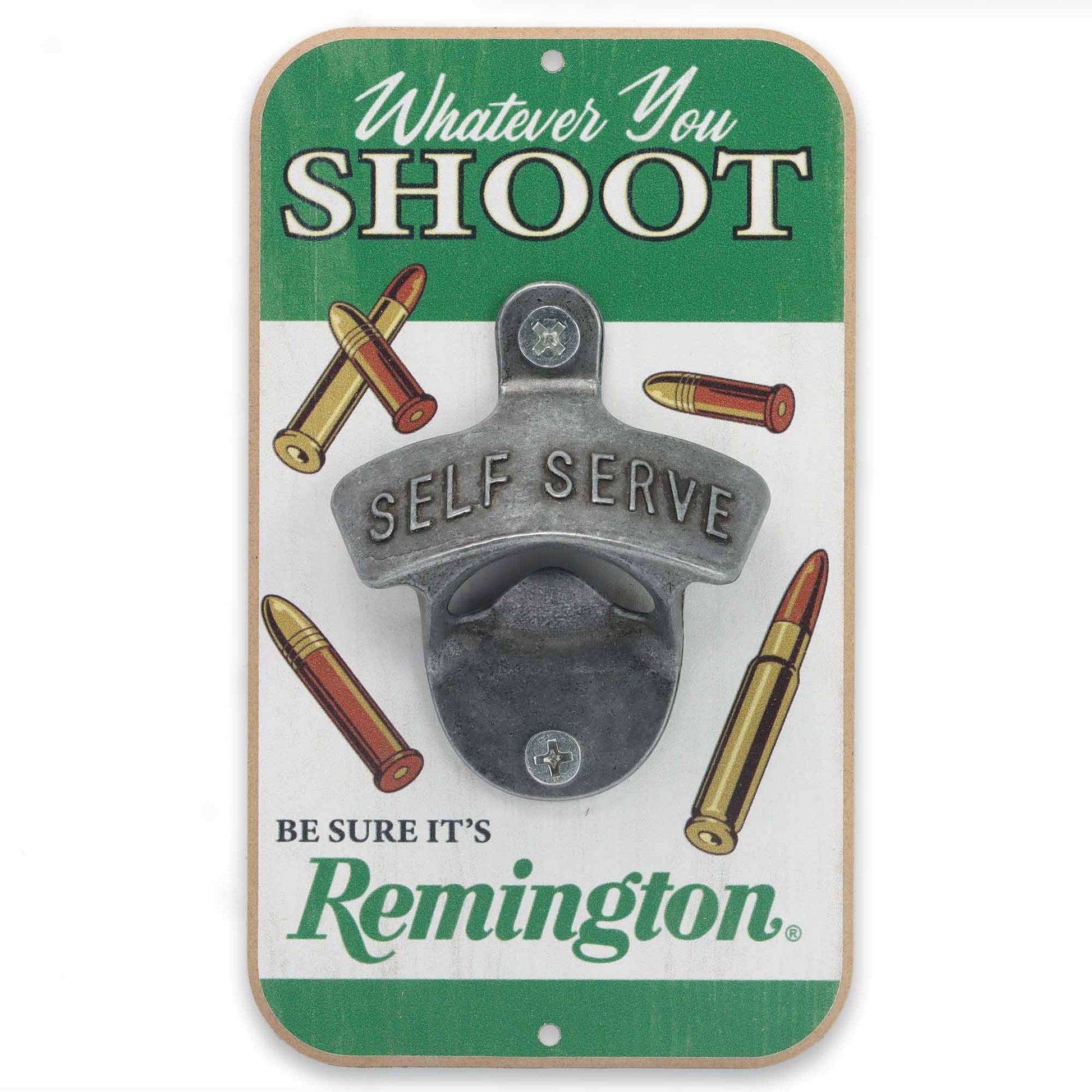 Remington Whatever You Shoot Wall Bottle Opener (3.5" x 6") - Jones Peak