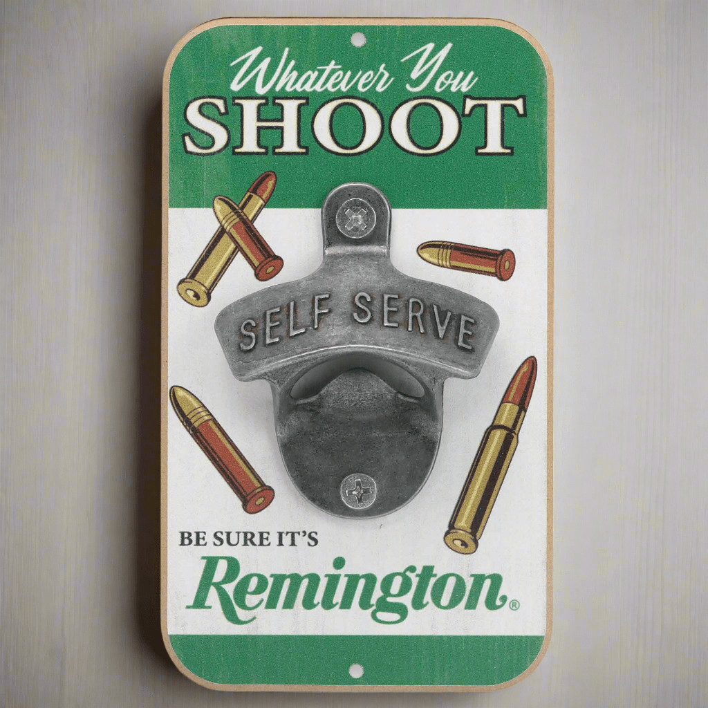 Remington Whatever You Shoot Wall Bottle Opener (3.5" x 6") - Jones Peak