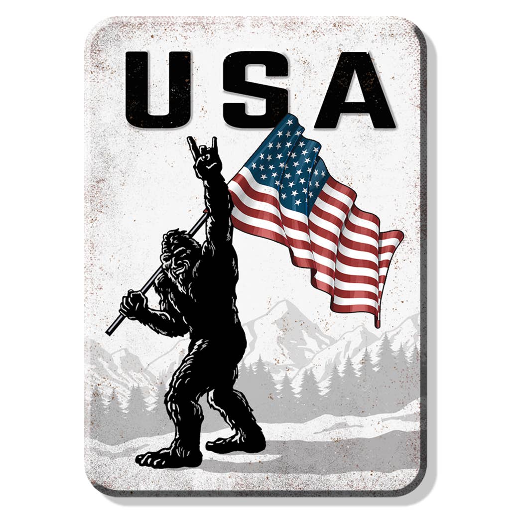 Sasquatch USA Flag Magnet (2.5" x 3.5") - Jones Peak