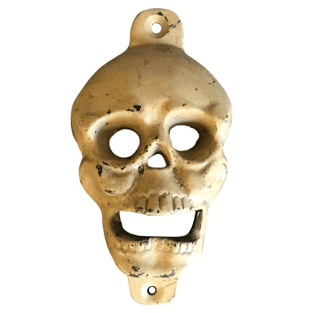 Skull Cast Iron Wall Mounted Bottle Opener With Antique Finish (5" x 2.75") - Jones Peak