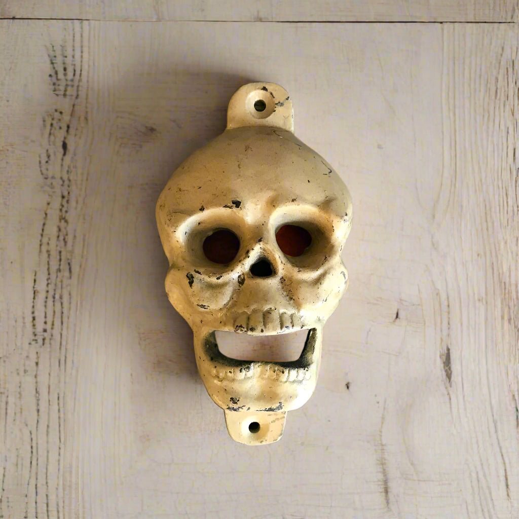 Skull Cast Iron Wall Mounted Bottle Opener With Antique Finish (5" x 2.75") - Jones Peak