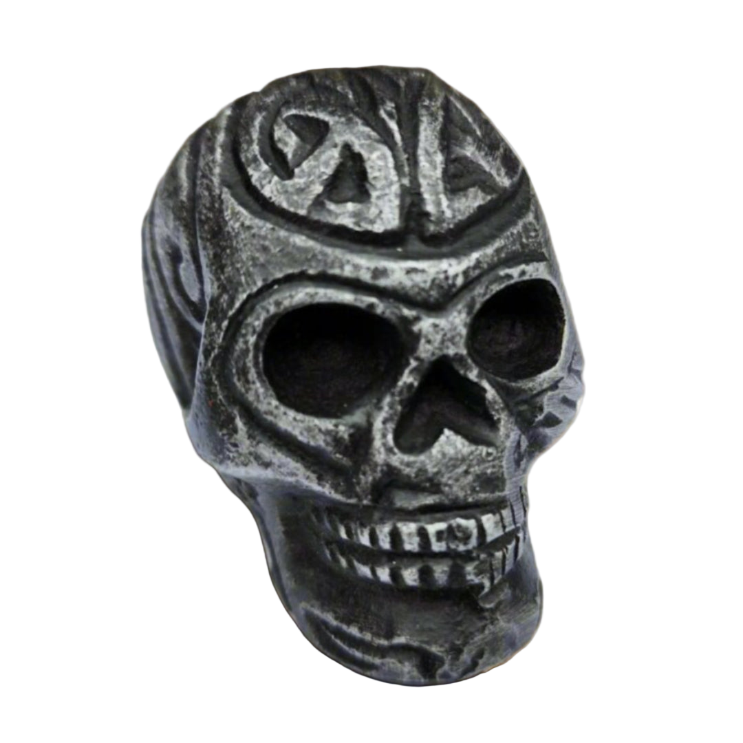 Skull Paperweight Aluminum With Raised Detail & Antique Finish (2" x 1.75")