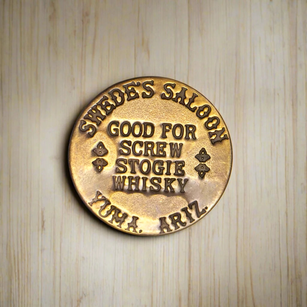 Brothel Solid Brass Tokens With Raised Lettering & Antique Finish (Set Of 6 Assorted Tokens)