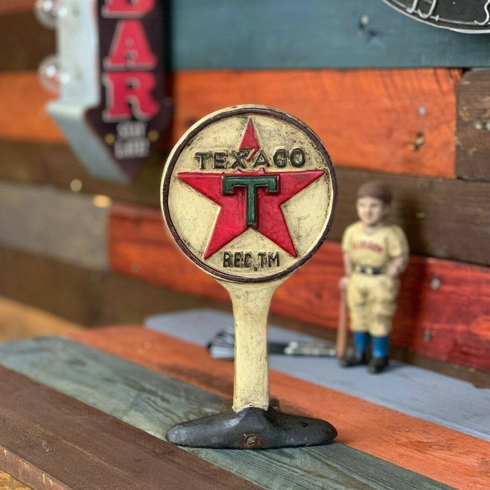 Texaco Cast Iron Doorstop With Painted Antique Finish (9.5" Tall) - Jones Peak