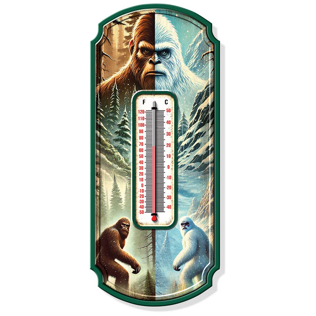 Bigfoot Vs. Yeti Thermometer (17.5" x 7.5") - Jones Peak