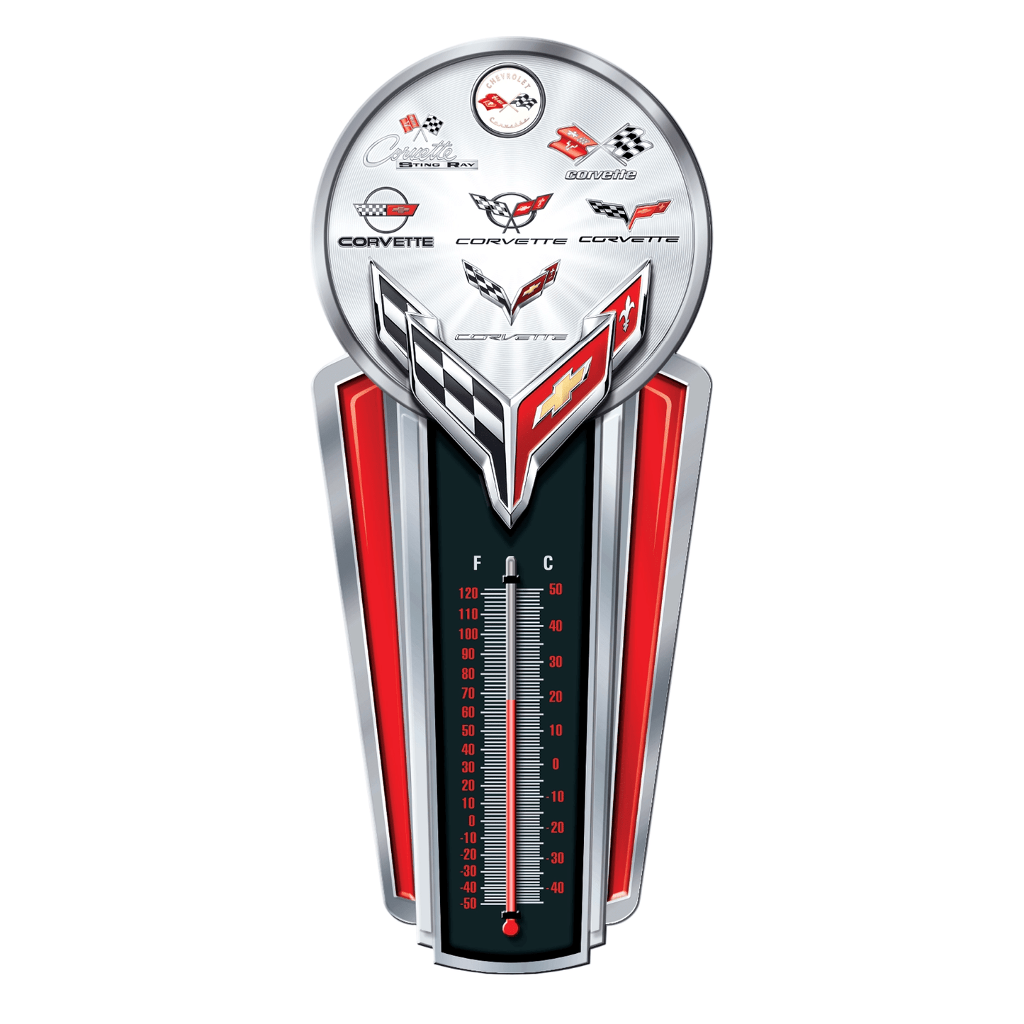 Chevrolet Corvette Logo Thermometer (17.5" x 7.5") - Jones Peak