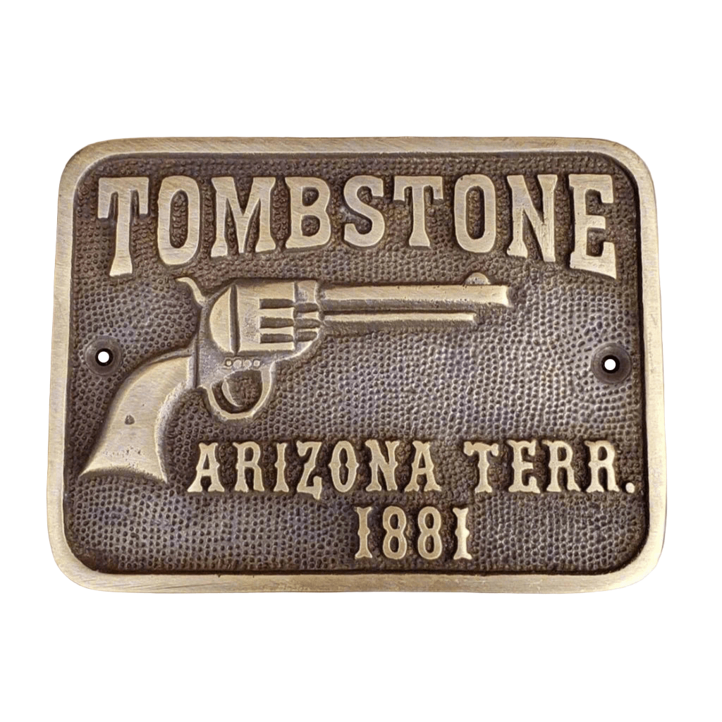 Tombstone Arizona Terr. Sold Brass Plaque With Antique Finish (4.25" x 3") - Jones Peak