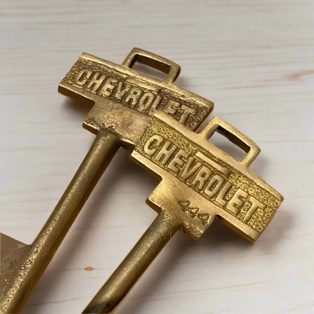 Chevrolet Solid Brass Lock With Keys And Antique Finish (4.5" x 3.5") - Jones Peak
