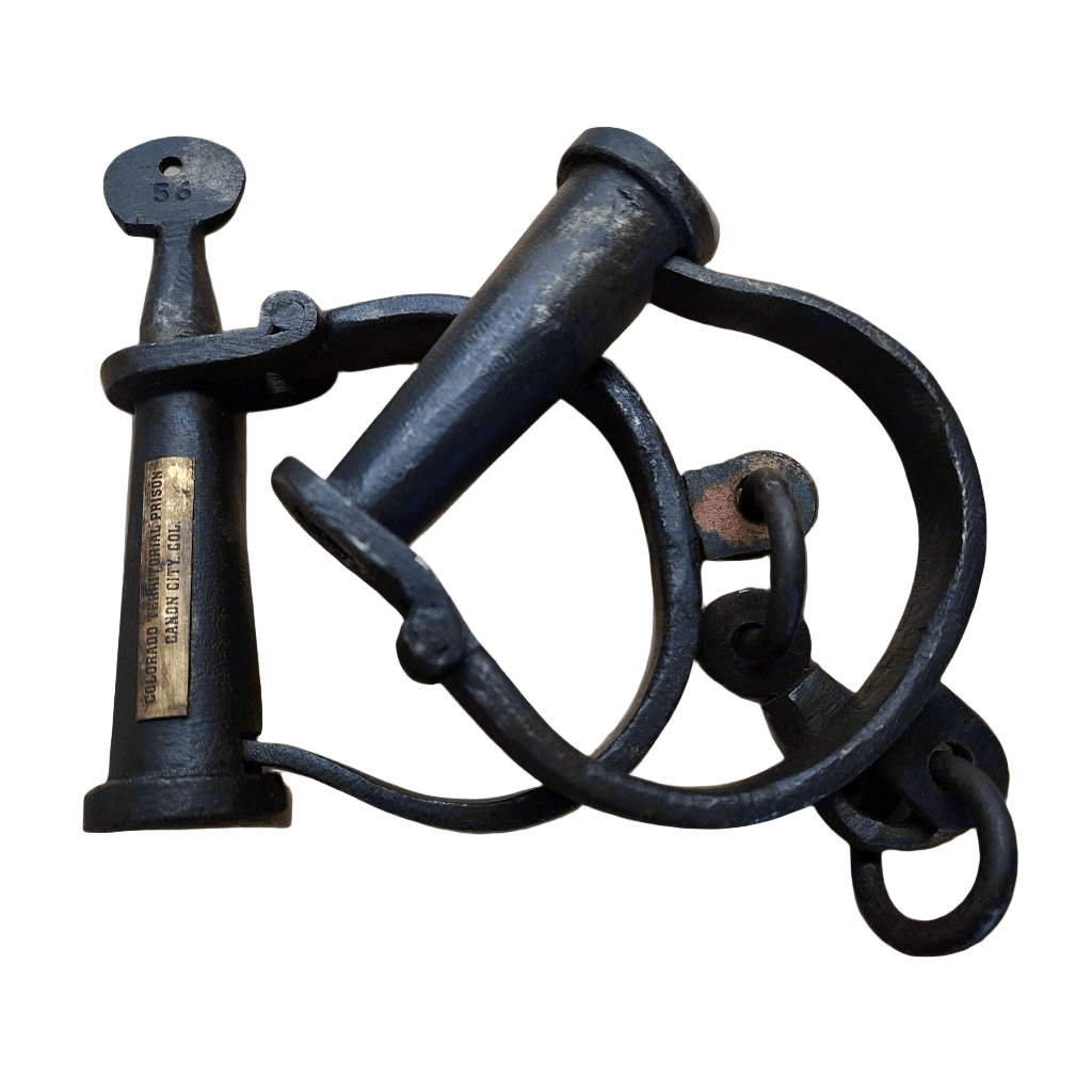 Colorado Territorial Prison Cast Iron Adjustable Handcuffs With Antique Finish (12.5" Long) - Jones Peak