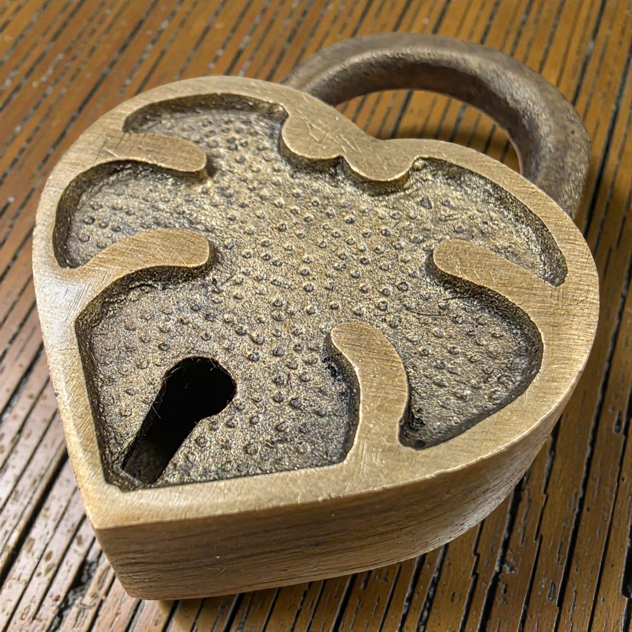 Heart Lock Solid Brass With Antique Finish And Heart Keys (2" x 1.25") - Jones Peak