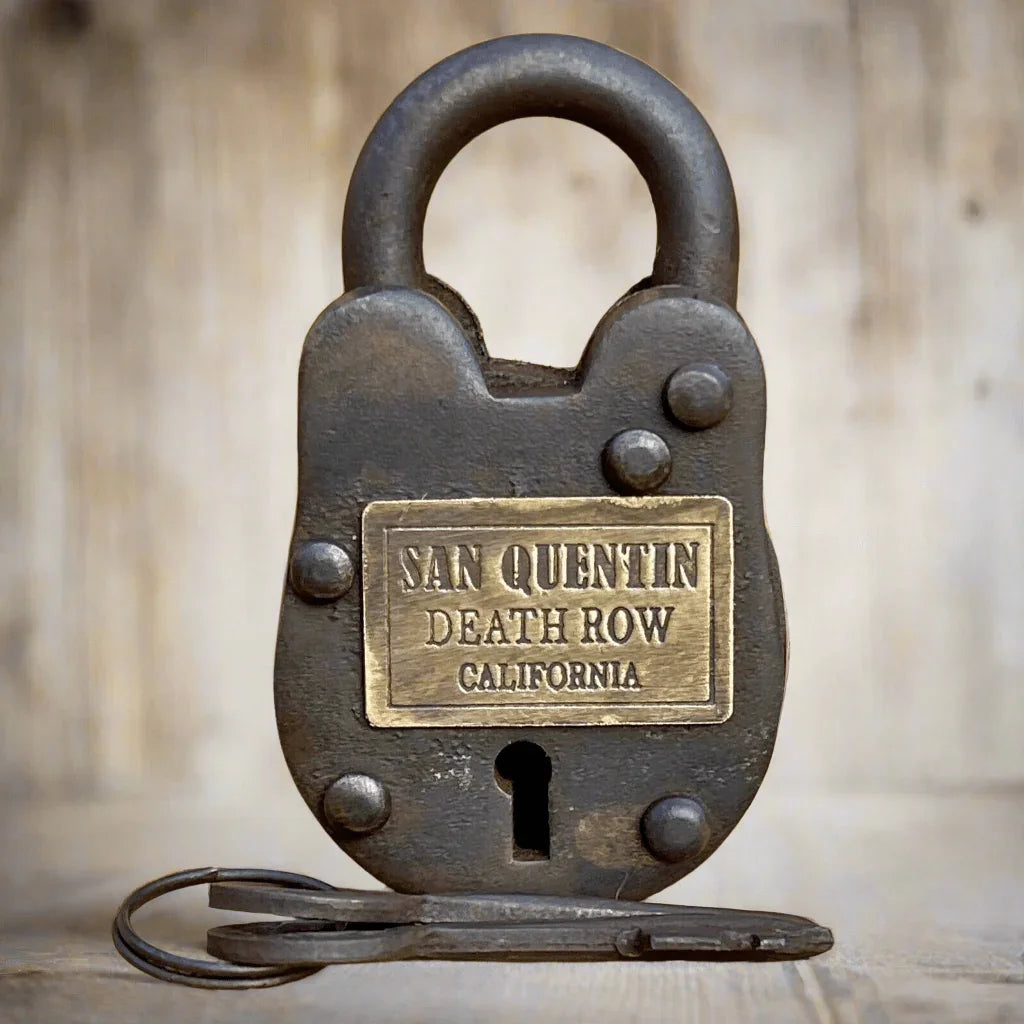 San Quentin Death Row Cast Iron Gate Lock With Keys & Brass Tag (2.5" x 1.5") - Jones Peak