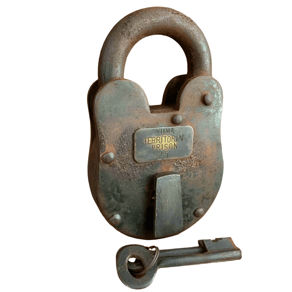 Yuma Territorial Prison Cast Iron Lock & Keys With Antique Finish (3" x 5") - Jones Peak
