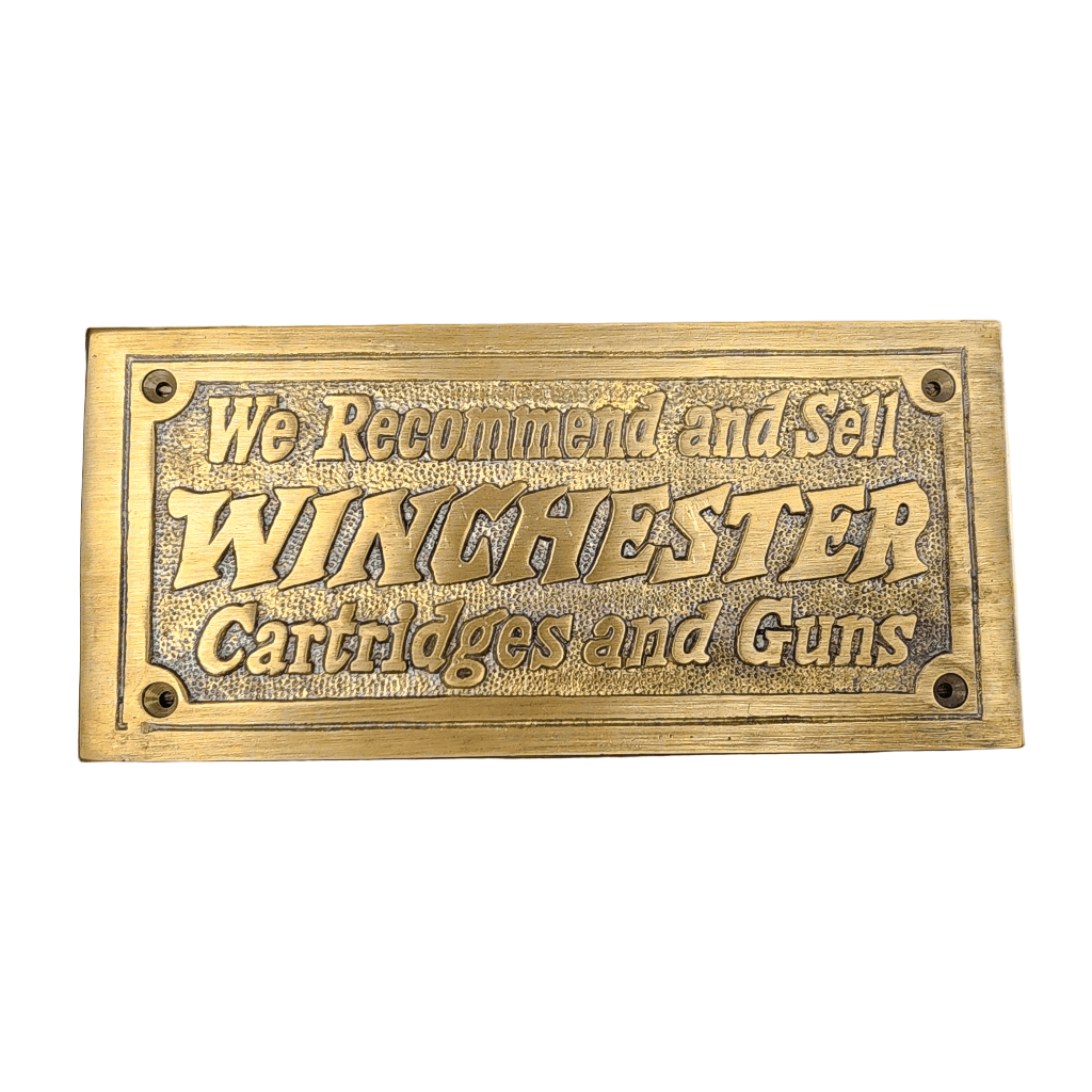 Winchester Cartridges And Guns Solid Brass Plaque With Antique Finish (5" x 3") - Jones Peak