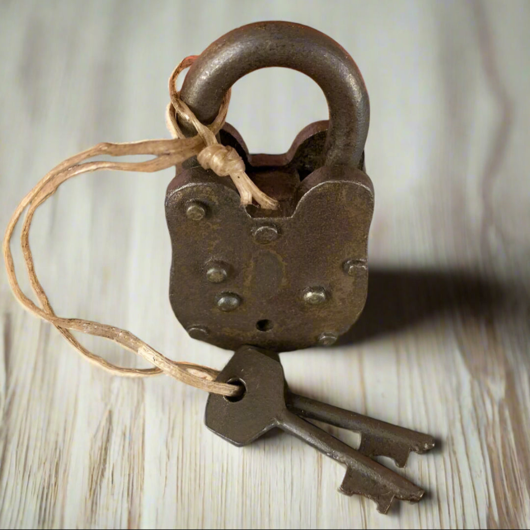 Yuma Territorial Prison Arizona Cast Iron Gate Lock With Keys & Antique Finish (2.5" x 1.5") - Jones Peak
