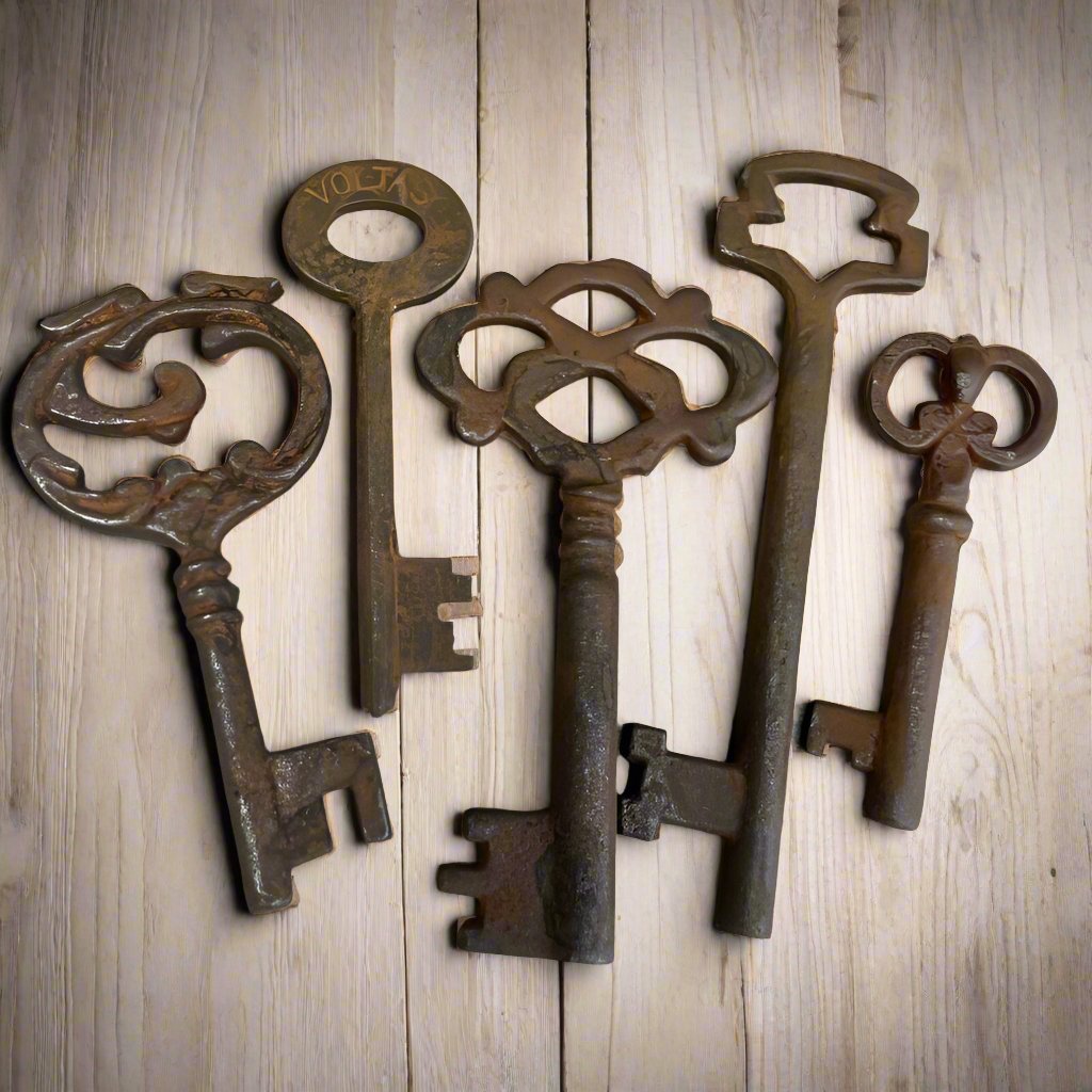 19th-Century Cast Iron Assorted Keys With Antique Finish (Lot of 100)