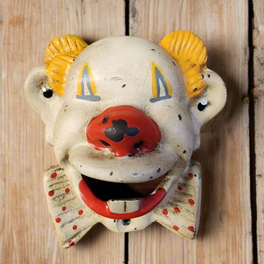 Clown Cast Iron Wall Mounted Bottle Opener With Painted Antique Finish (5" x 2.75")